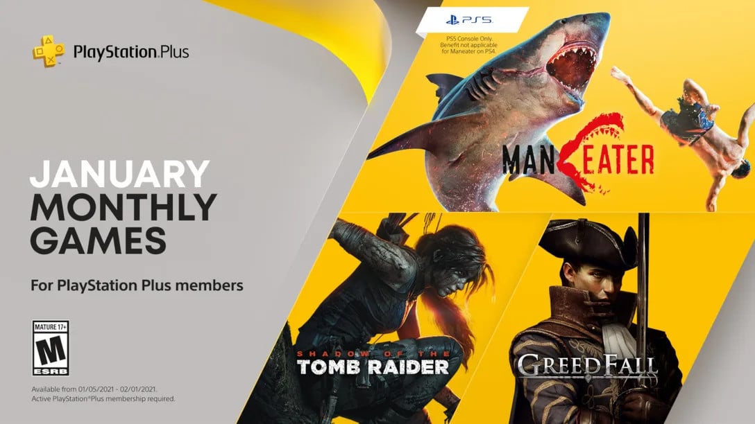 January's PlayStation Plus games include Shadow of the Tomb Raider